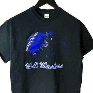 Gildan Ball Wreckers T Shirt Ripped Baseball Sport Graphic Tee Black Medium M